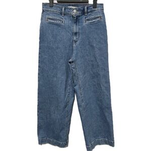 Levis Women Size 29 x 28 Ribcage Crop Jeans Premium Denim Cotton Medium Blue